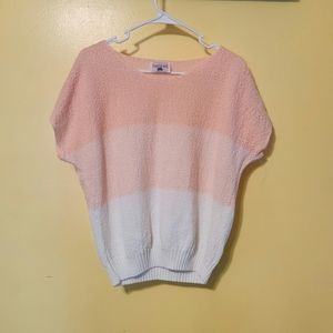 Turtle Bay short sleeved light weight sweater. Orange/white size smallish